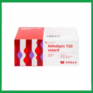Viên nén Nifedipin T20 retard Stella dự phòng đau thắt ngực, điều trị tăng huyết áp (10 vỉ x 10 viên)