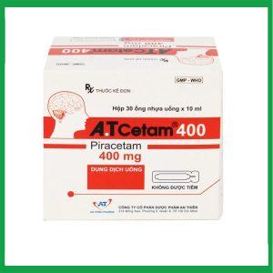 Thuốc A.T Cetam 400 An Thiên điều trị chóng mặt, giật rung cơ, thiếu máu não, suy giảm nhận thức ở người già (30 ống x 10ml)