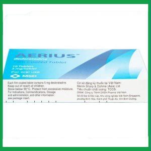 Nhà Thuốc Thành Hương - Thuốc Aerius 5mg MSD giảm viêm mũi dị ứng, mày đay (1 vỉ x 10 viên) 3 Nhà Thuốc Thành Hương - Aerius 5mg 1