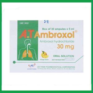 Dung dịch uống A.T Ambroxol 30mg làm loãng nhầy trong bệnh viêm phế quản (30 ống x 5ml)