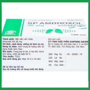 Nhà Thuốc Thành Hương - Thuốc SP Ambroxol 30mg trị các bệnh cấp và mạn tính ở đường hô hấp (10 vỉ x 10 viên) 3 Nhà Thuốc Thành Hương - Ambroxol1