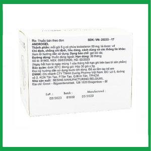 Nhà Thuốc Thành Hương - Gel bôi da Androgel 50mg/5g Besins hỗ trợ điều trị thiểu năng tuyến sinh dục nam giới (30 gói x 5g) 1 Nhà Thuốc Thành Hương - Androgel 50mg 2