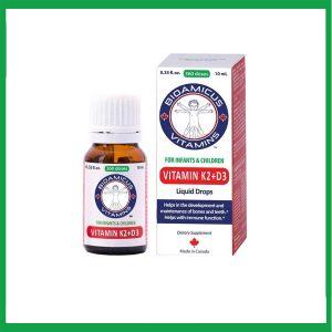 Dung dịch Bioamicus D3 K2  Canada hỗ trợ tốt cho xương, răng của bé (10ml)