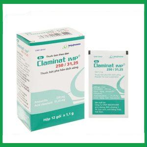 Thuốc Claminat IMP 250/31.25 điều trị nhiễm khuẩn (12 gói)
