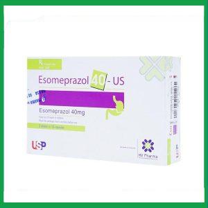 Thuốc Esomeprazol 40-US điều trị trào ngược dạ dày, thực quản (3 vỉ x 10 viên)