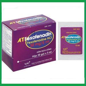 Hỗn dịch uống A.T Fexofenadin 30mg/5ml An Thiên trị viêm mũi dị ứng (30 gói x 5ml)