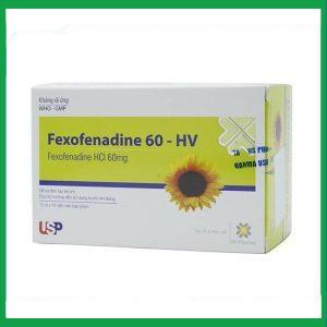 Thuốc Fexofenadine 60 - HV trị viêm mũi dị ứng, mày đay vô căn mạn tính (10 vỉ x 10 viên)