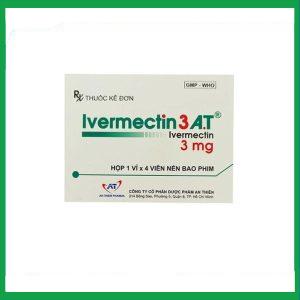Thuốc Ivermectin 3 A.T An Thiên điều trị bệnh giun chỉ Onchocerca, bệnh giun lươn ở ruột (1 vỉ x 4 viên)