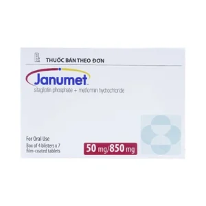 Viên nén Janumet 50mg/850mg MSD hỗ trợ chế độ ăn kiêng, cải thiện kiểm soát đường huyết tuýp 2 (4 vỉ x 7 viên)