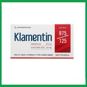 Viên nén Klamentin 875/125 DHG Pharma điều trị viêm xoang, viêm tai giữa, viêm phế quản (H/2 vỉ x 7 viên)
