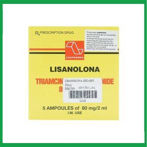 Thuốc tiêm Lisanolona 80mg/2ml Lisapharma điều trị dị ứng, hen suyễn, viêm mũi dị ứng (5 ống)