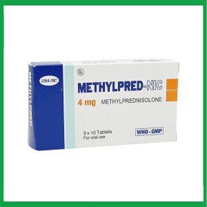 Methylpred-NIC 4mg kháng viêm, điều trị viêm khớp dạng thấp, lupus ban đỏ hệ thống (Hộp 3 vỉ x 10 viên