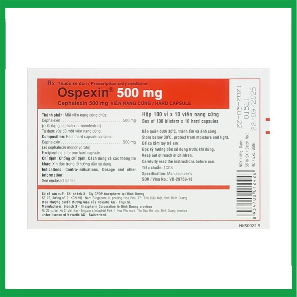 Ospexin-500mg-Cephalexin.jpg Nhà Thuốc Thành Hương - Ospexin 500mg