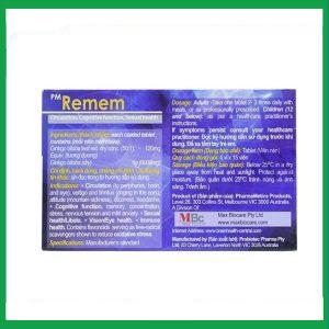 Nhà Thuốc Thành Hương - Thuốc Remem Probiotec điều trị suy tuần hoàn não, di chứng tai biến mạch máu não (4 vỉ x 15 viên) 1 Nhà Thuốc Thành Hương - PM Remem 2
