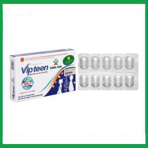 Viên uống Vipteen Vinh Gia bổ sung canxi và dưỡng chất hỗ trợ phát triển chiều cao (2 vỉ x 10 viên)