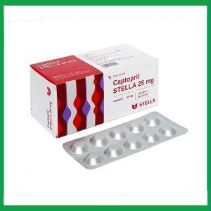 Thuốc Captopril STELLA 25 mg điều trị tăng huyết áp, suy tim sung huyết, nhồi máu cơ tim (10 vỉ x 10 viên)