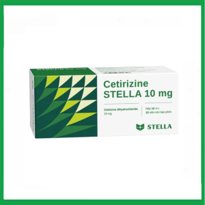 Thuốc Cetirizine 10 Stella giảm các triệu chứng của mề đay, viêm mũi dị ứng ( Hộp 10 vỉ x 10 viên)