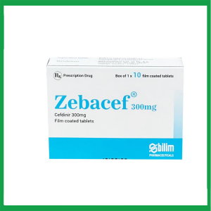Thuốc Zebacef 300mg Bilim điều trị viêm phổi, viêm phế quản, viêm họng, viêm amidan (1 vỉ x 10 viên)
