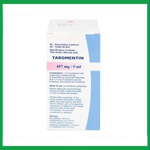 Bột hỗn dịch uống Taromentin 457mg/5ml điều trị nhiễm trùng viêm xoang, tai giữa, đường hô hấp (12.6g)