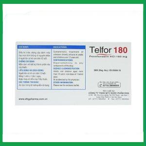 Nhà Thuốc Thành Hương - Thuốc Telfor 180 DHG điều trị triệu chứng của bệnh mày đay (2 vỉ x 10 viên) 1 Nhà Thuốc Thành Hương - Telfor 180 2