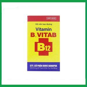 Thuốc Vitamin B.Vitab B12 Danapha phòng và điều trị tình trạng thiếu Calci và Vitamin B (100 viên)