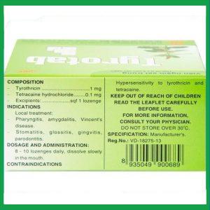 Nhà Thuốc Thành Hương - Viên ngậm Tyrotab trị viêm họng, viêm amidan (10 vỉ x 8 viên) 3 Nhà Thuốc Thành Hương - Tyrotab 2