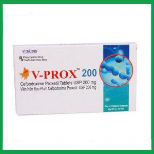 Thuốc V-Prox 200mg kháng sinh diệt khuẩn (Hộp 1 vỉ x 10 viên)