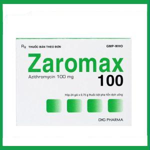 Bột pha hỗn dịch uống Zaromax 100 điều trị viêm phế quản, viêm phổi (24 gói)