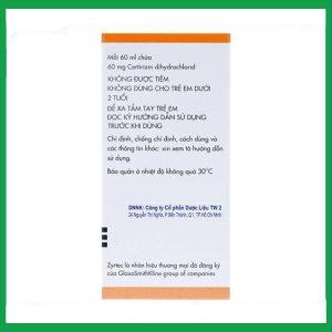 Nhà Thuốc Thành Hương - Dung dịch uống Zyrtec GSK giảm viêm mũi dị ứng, mày đay (60ml) 2 Nhà Thuốc Thành Hương - Zyrtec 1