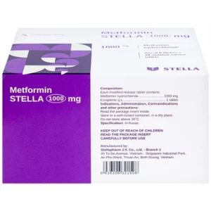 Nhà Thuốc Thành Hương - Thuốc Metformin Stella 1000mg hỗ trợ điều trị đái tháo đường tuýp 2 (60 viên) 1 Nhà Thuốc Thành Hương - metformin 1000 1